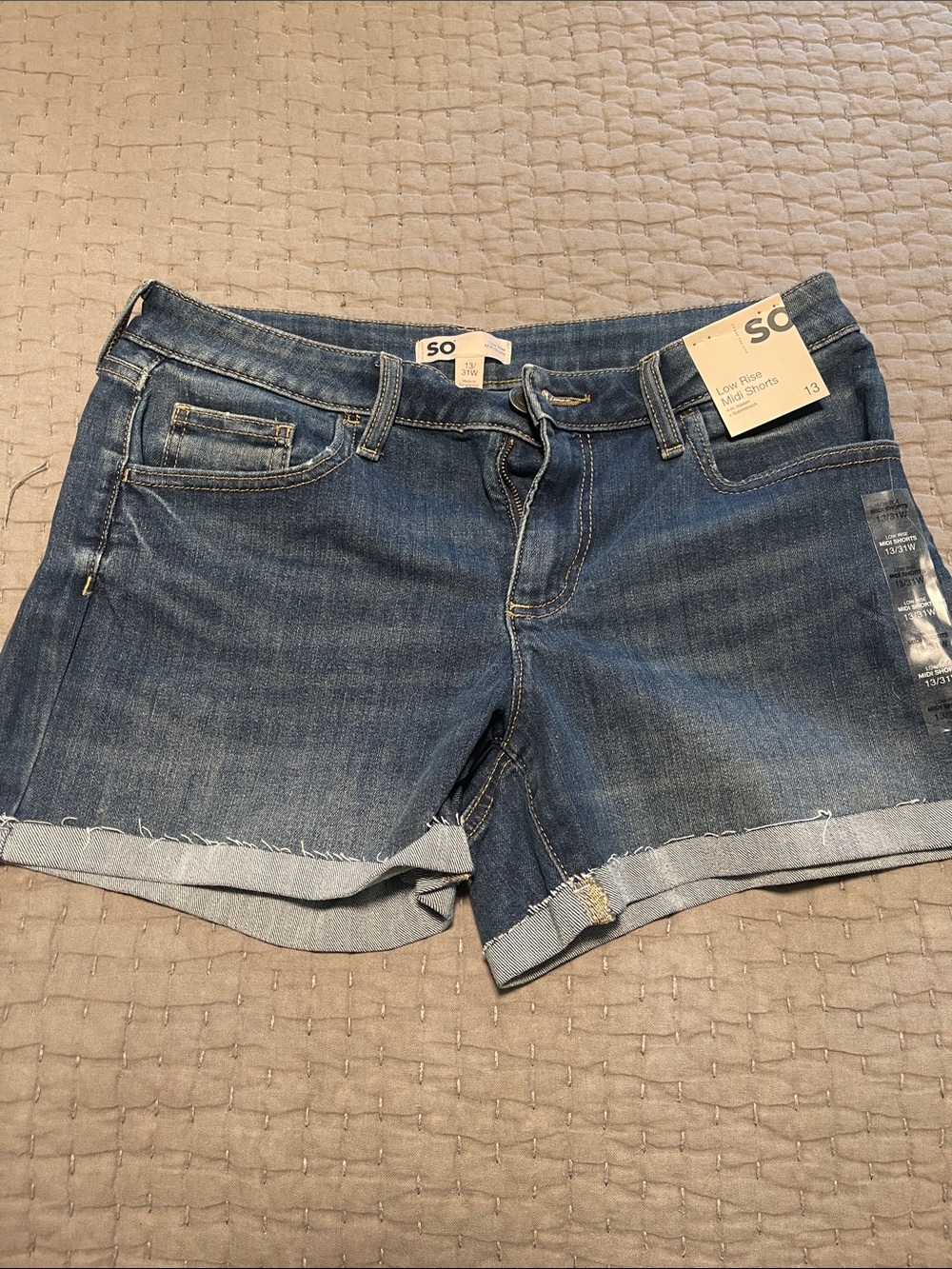 SO Women's Dark Blue Rolled Cuff Denim Shorts